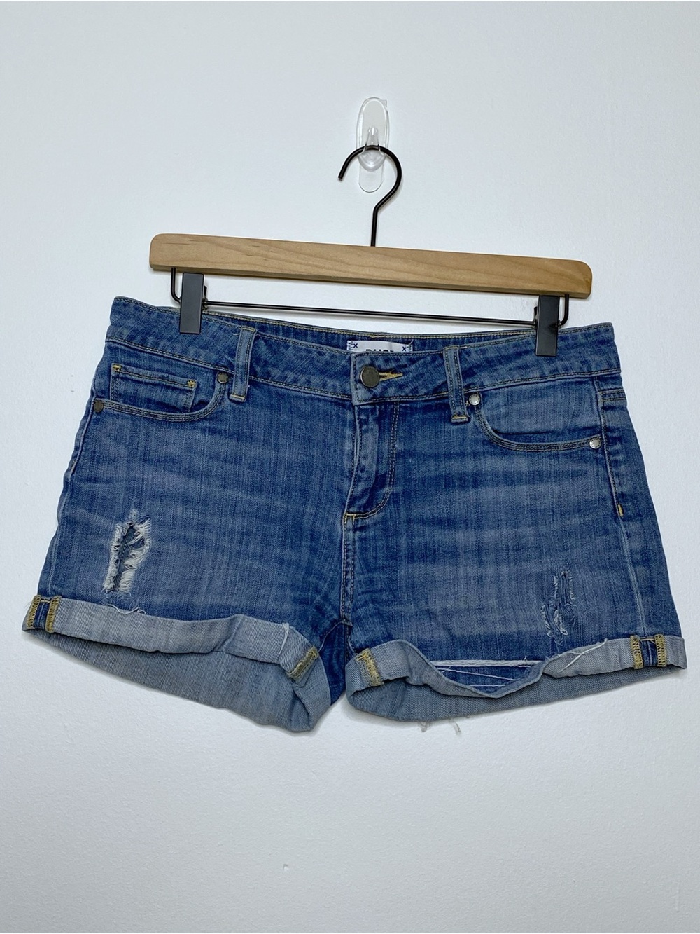 Paige Distressed Ripped Cuffed Denim Jean Shorts - Size 27